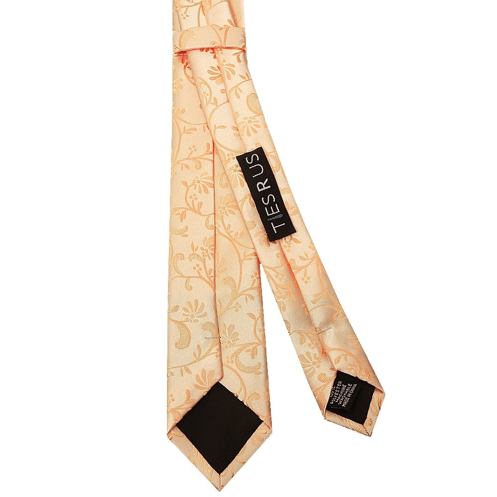 Peach Floral Skinny Boys Tie
