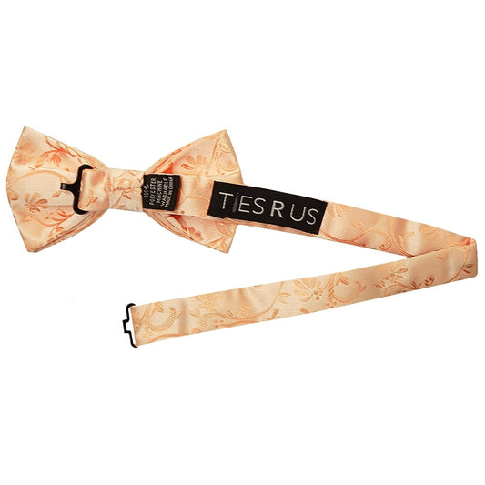 Peach Floral Handmade Mens Bow Tie