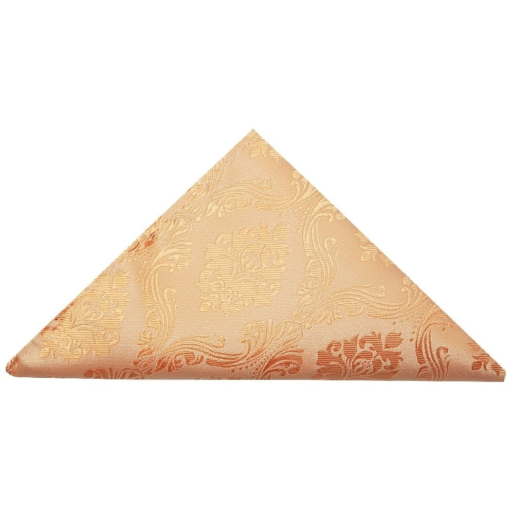 Peach Paisley Mens Cravat Tie And Pocket Square Set 3