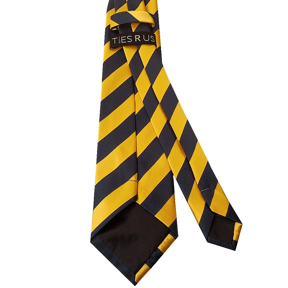 Navy And Yellow Striped Classic Mens Tie 3