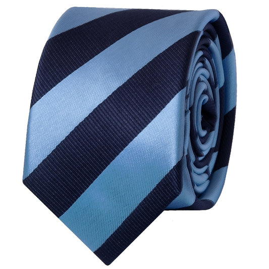 Navy And Light Blue Striped Skinny Mens Tie 2
