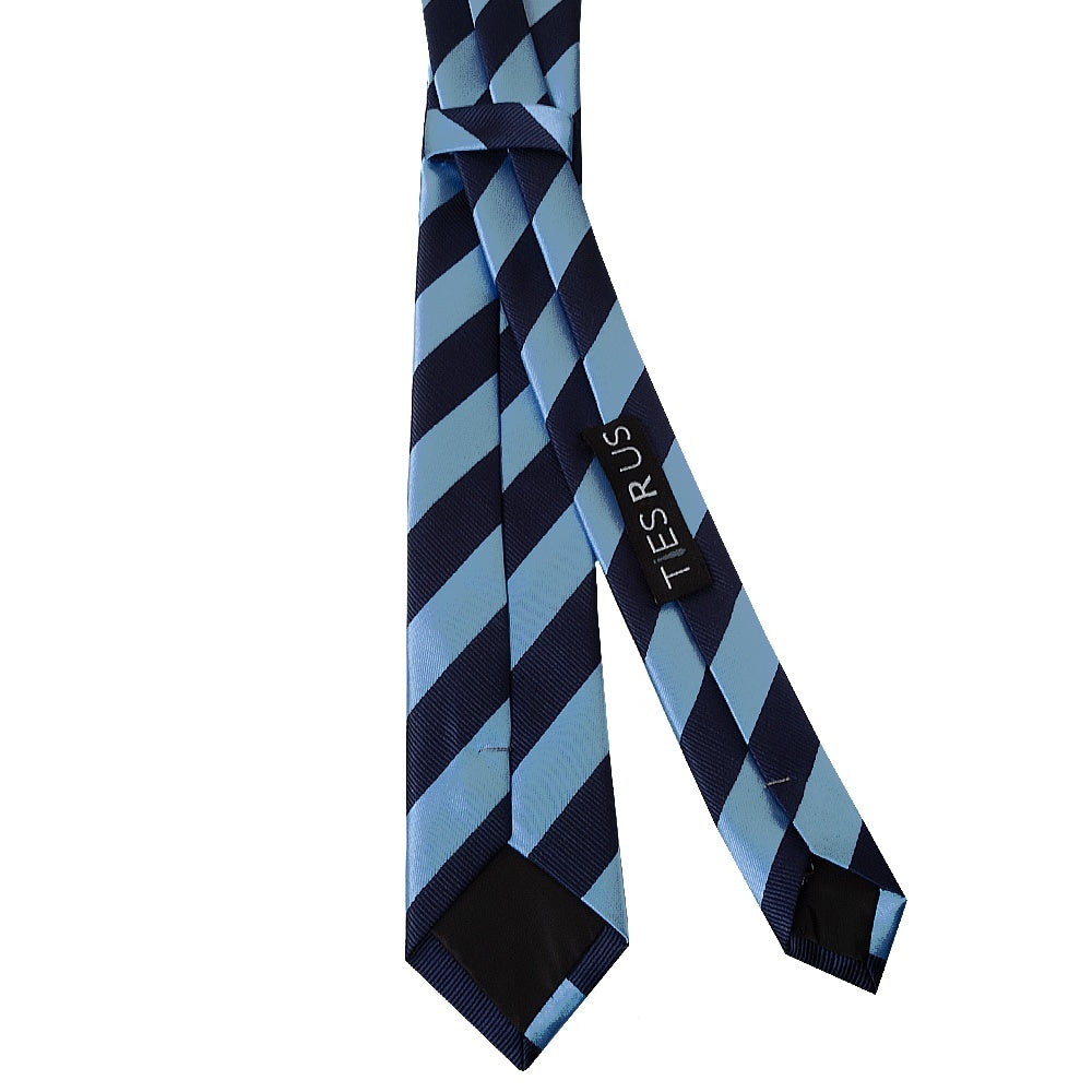Navy And Light Blue Striped Skinny Mens Tie 3