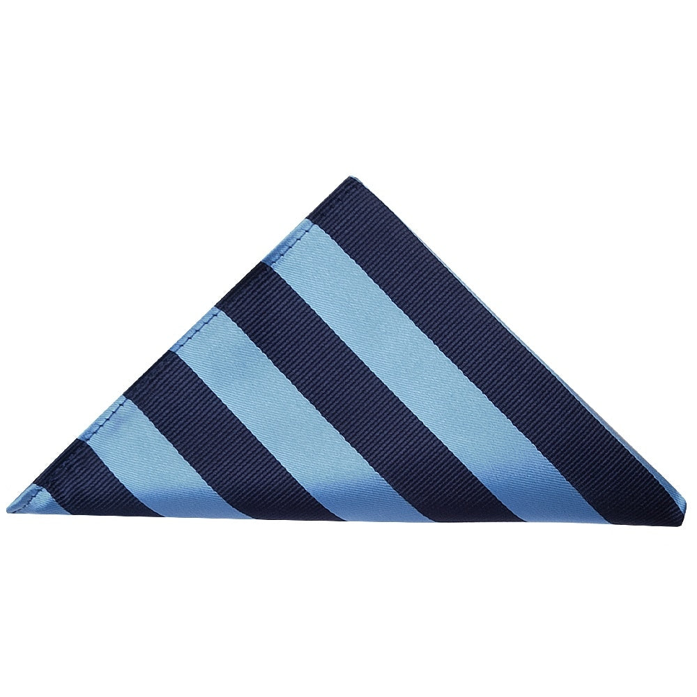 Navy And Light Blue Striped Classic Mens Tie And Pocket Square Set 3