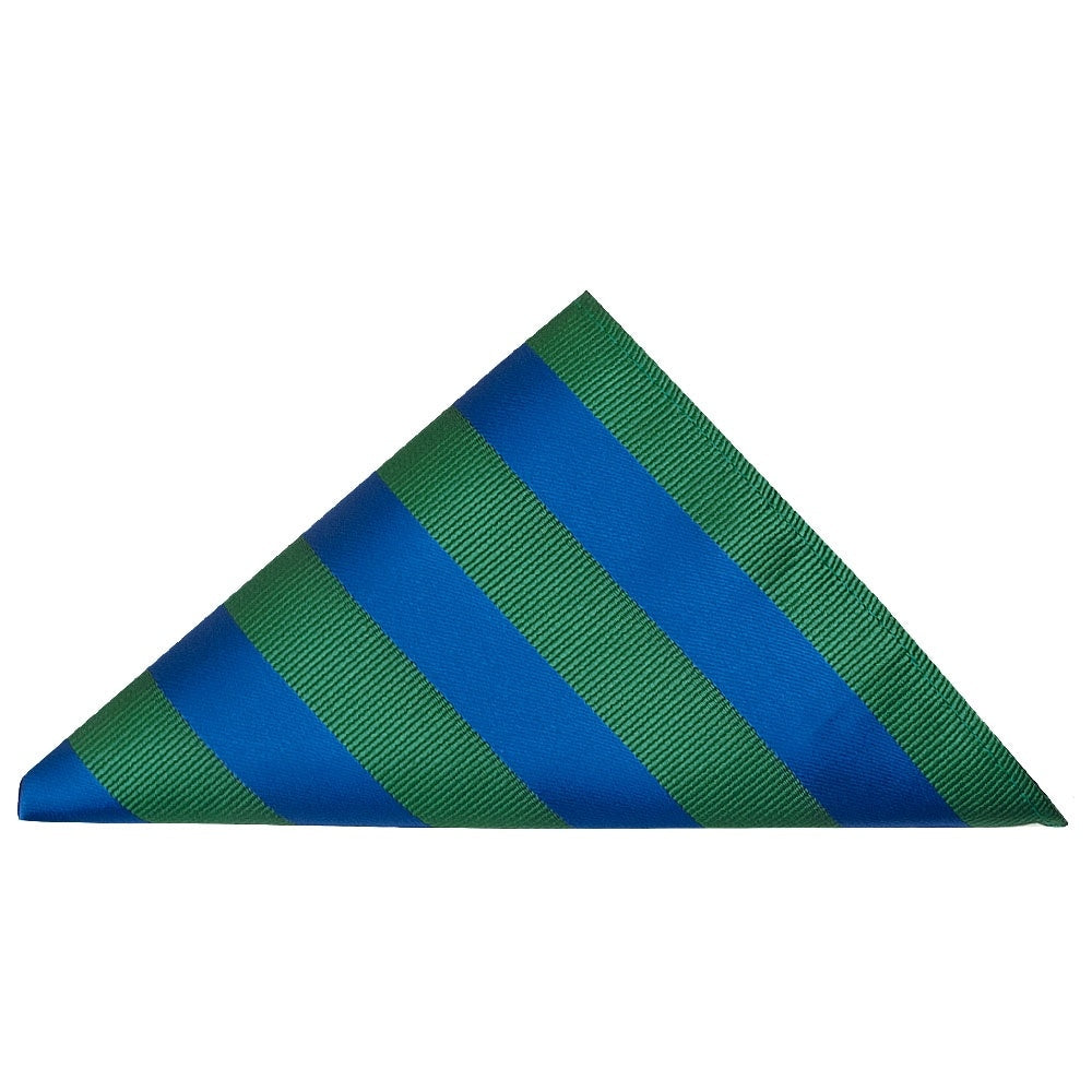 Blue And Green Striped Skinny Mens Tie And Pocket Square Set 3