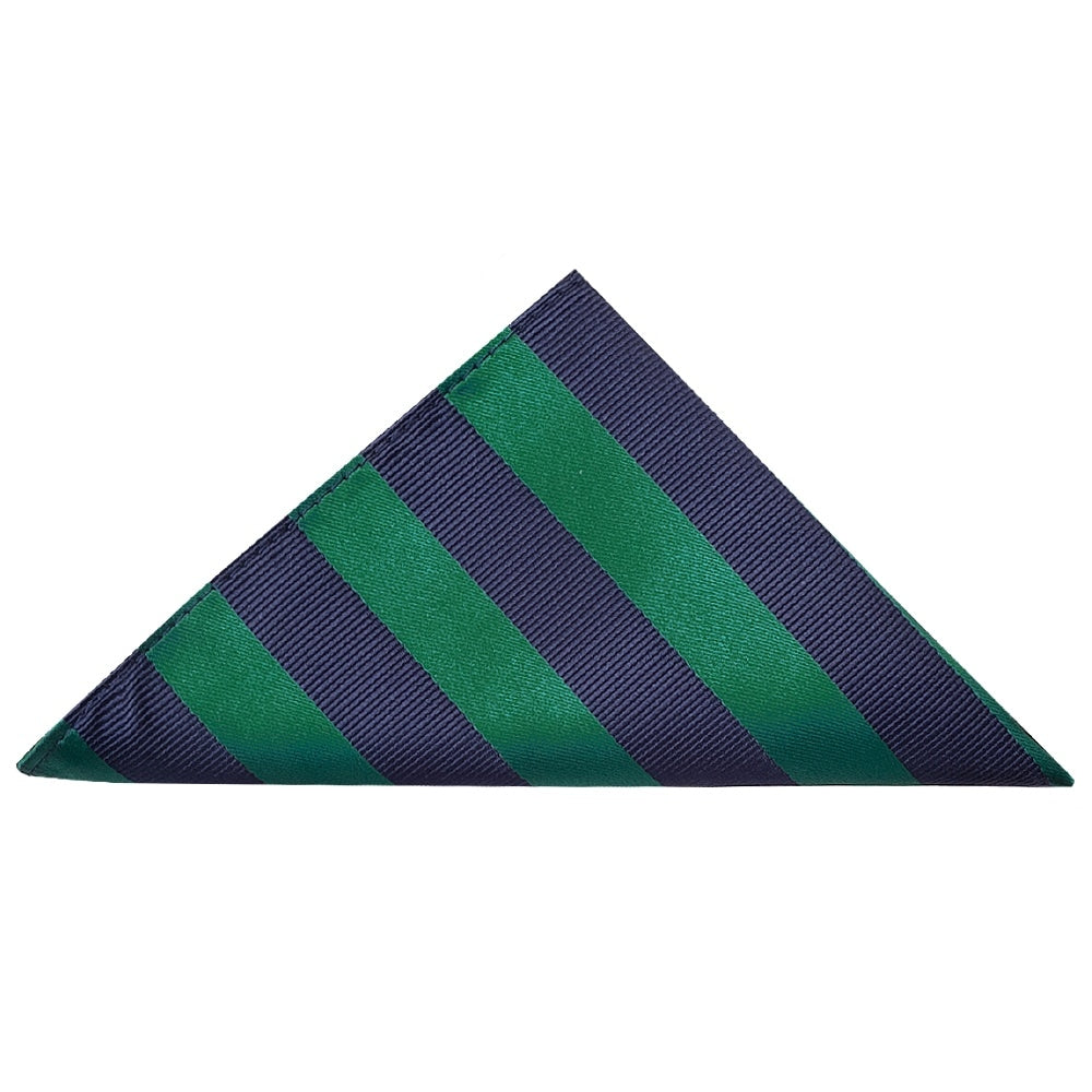 Navy And Green Striped Classic Mens Tie And Pocket Square Set 3