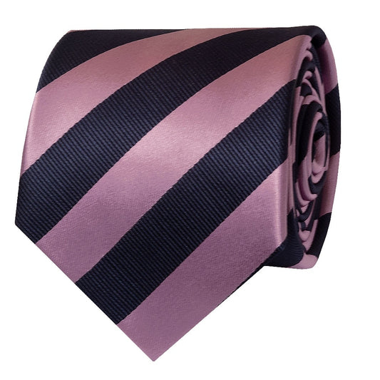Navy And Lilac Striped Classic Mens Tie 2