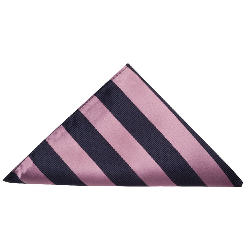 Navy And Lilac Striped Classic Mens Tie And Pocket Square Set 3