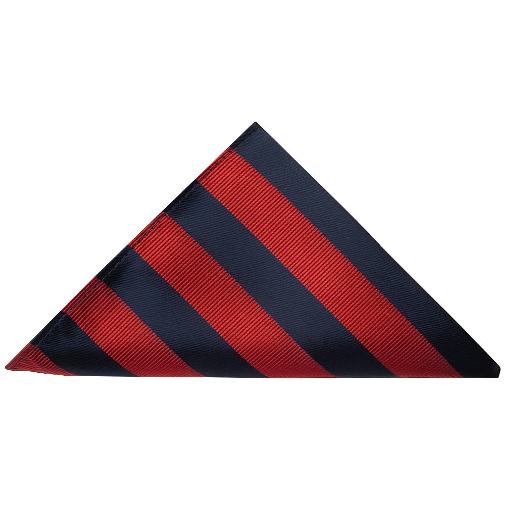 Navy And Red Striped Skinny Mens Tie And Pocket Square Set 3