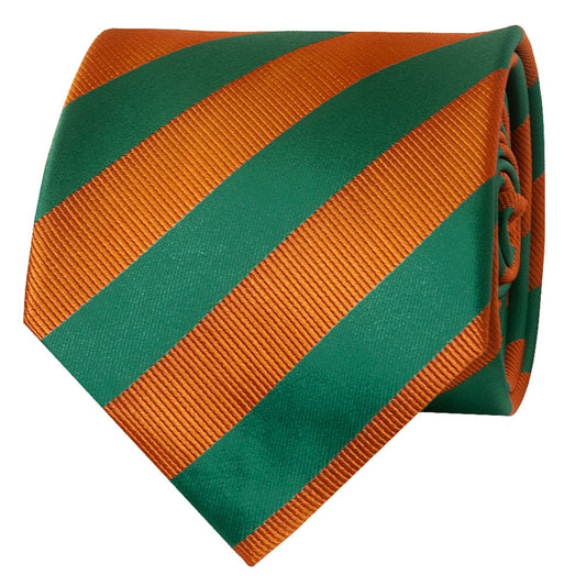 Orange And Green Striped Classic Mens Tie 2