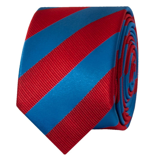 Red And Blue Striped Skinny Mens Tie 2