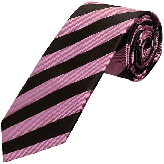 Black And Pink Striped Classic Mens Tie And Pocket Square Set 2