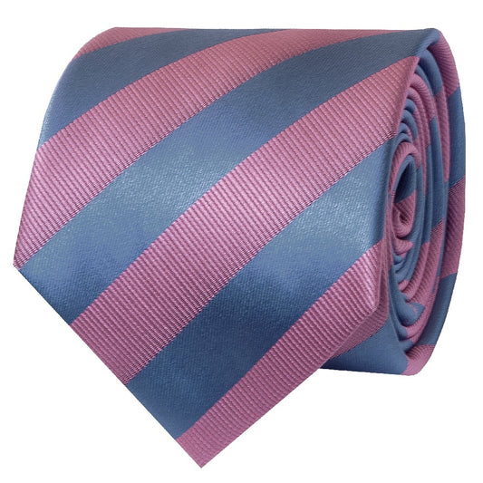 Pink And Light Blue Striped Classic Mens Tie 2