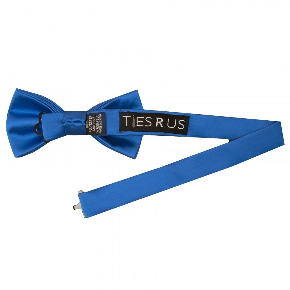 Pre Tied Electric Blue Satin Boys Bow Tie Age 8 11 2