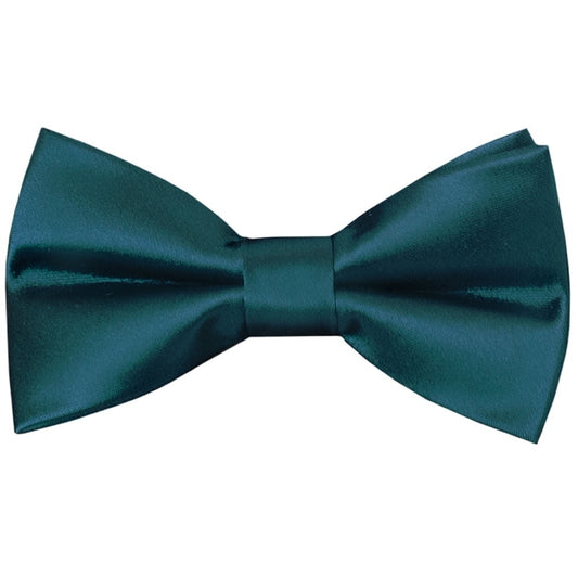 Pre Tied Dark Teal Satin Boys Bow Tie And Pocket Square Set 2