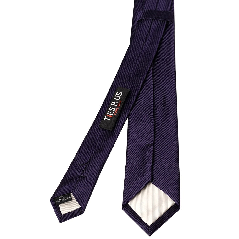 Plum Silk Twill Skinny Mens Tie 3