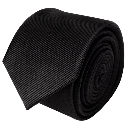 Black Silk Twill Skinny Mens Tie 2