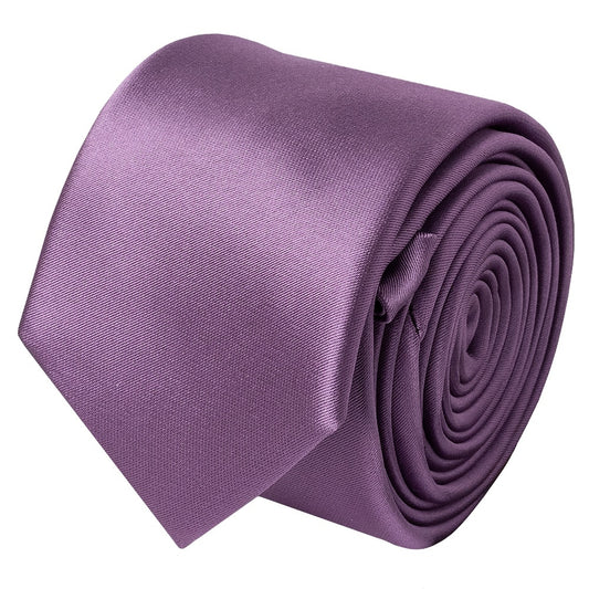 Plain Light Mauve Satin Skinny Mens Tie 2