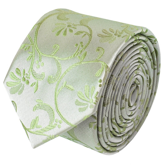 Sage Green Floral Skinny Boys Tie 2