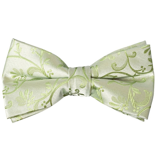 Pre Tied Sage Green Floral Boys Bow Tie And Pocket Square Set 2