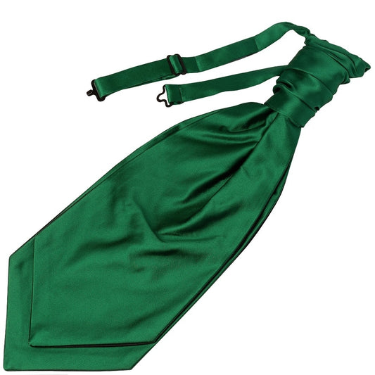 Forest Green Satin Mens Cravat Tie And Pocket Square Set 2