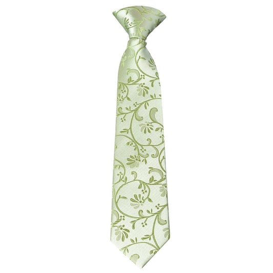 Pre Tied Sage Green Floral Boys Tie And Pocket Square Set Age 4 7 2