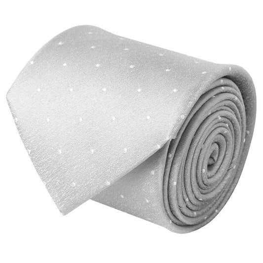 Silver With White Spot Silk Classic Tie 2