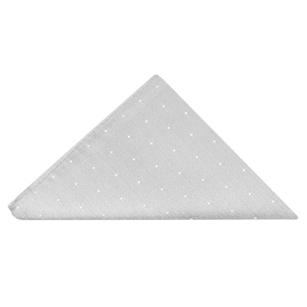 Silver With White Spot Silk Pocket Square 1