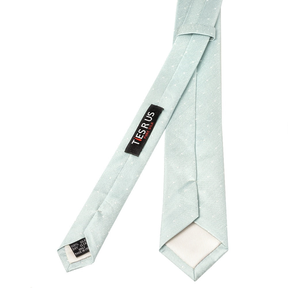 Duck Egg With White Spot Silk Skinny Tie 3