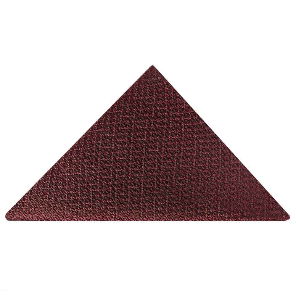 Burgundy Textured Skinny Tie And Pocket Square Set 5