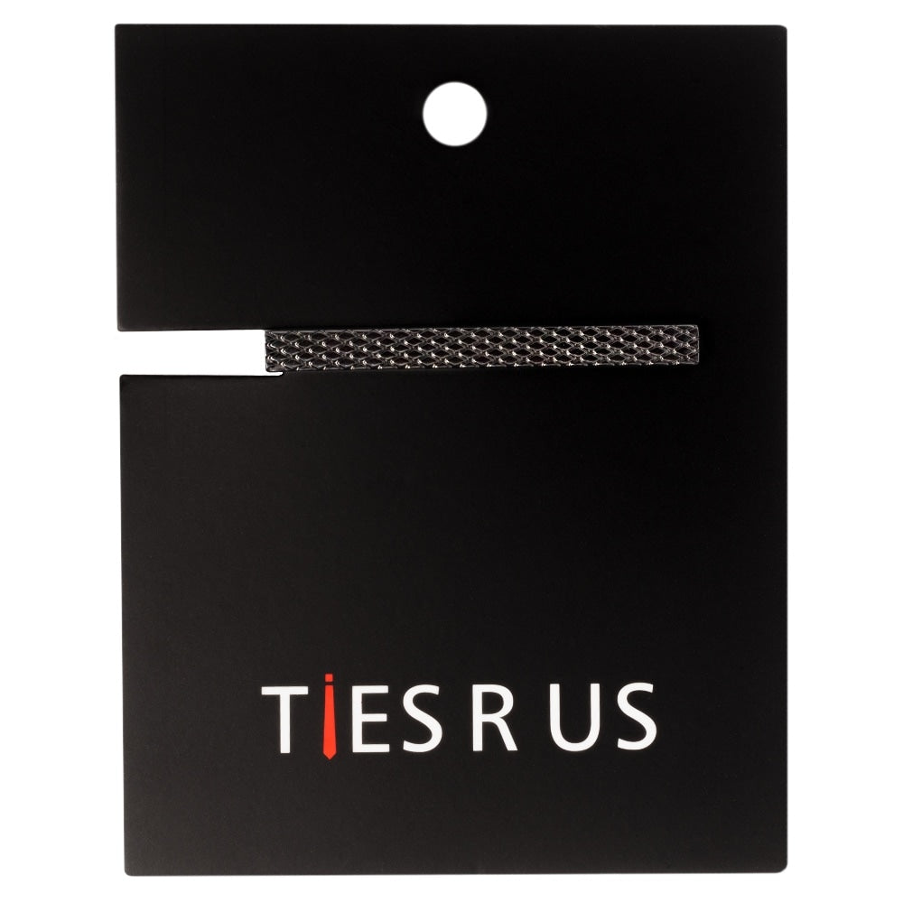 Gunmetal Grey Textured Metal Bar Tie Clip 4