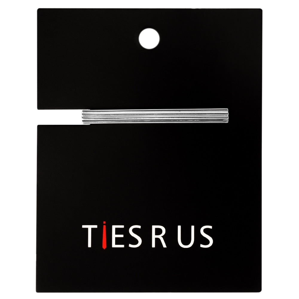 Silver Striped Metal Bar Tie Clip 4