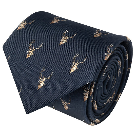 Navy Deer Head Classic Mens Tie 2