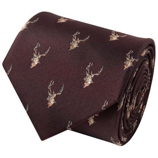 Burgundy Deer Head Classic Mens Tie 2