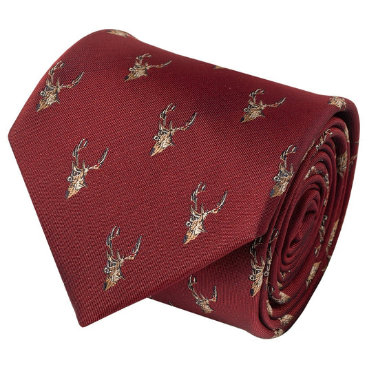 Red Wine Deer Head Classic Mens Tie 2
