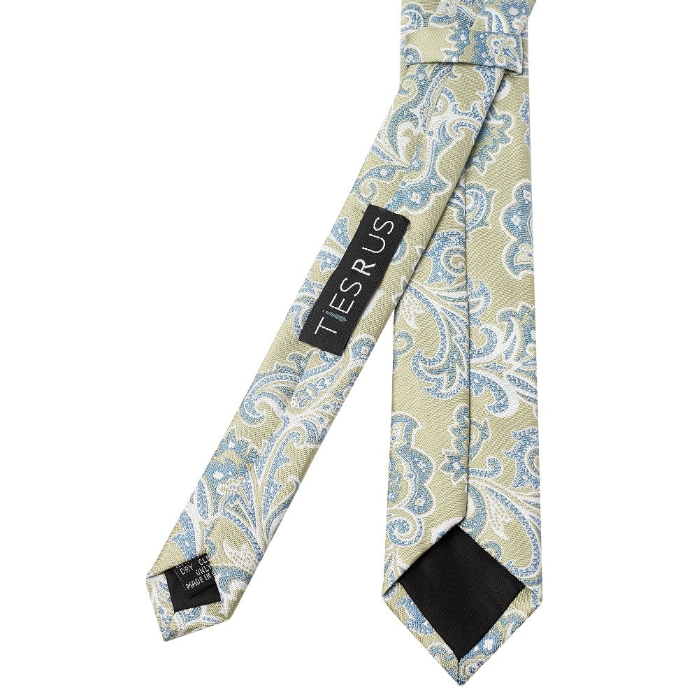 Green And Blue Paisley Skinny Mens Tie 3