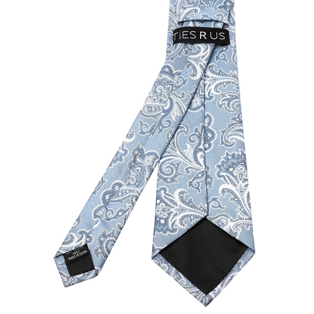Blue And Silver Paisley Classic Mens Tie 3