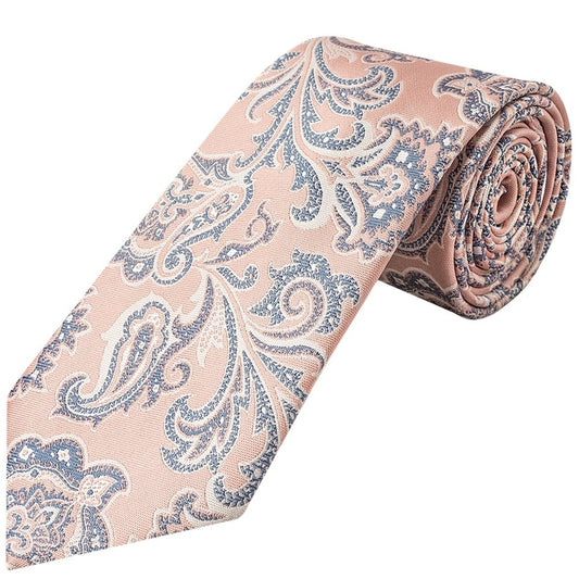 Pink And Blue Paisley Classic Mens Tie And Pocket Square Set 2