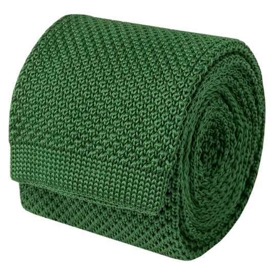 Bottle Green Knitted Skinny Mens Tie 2