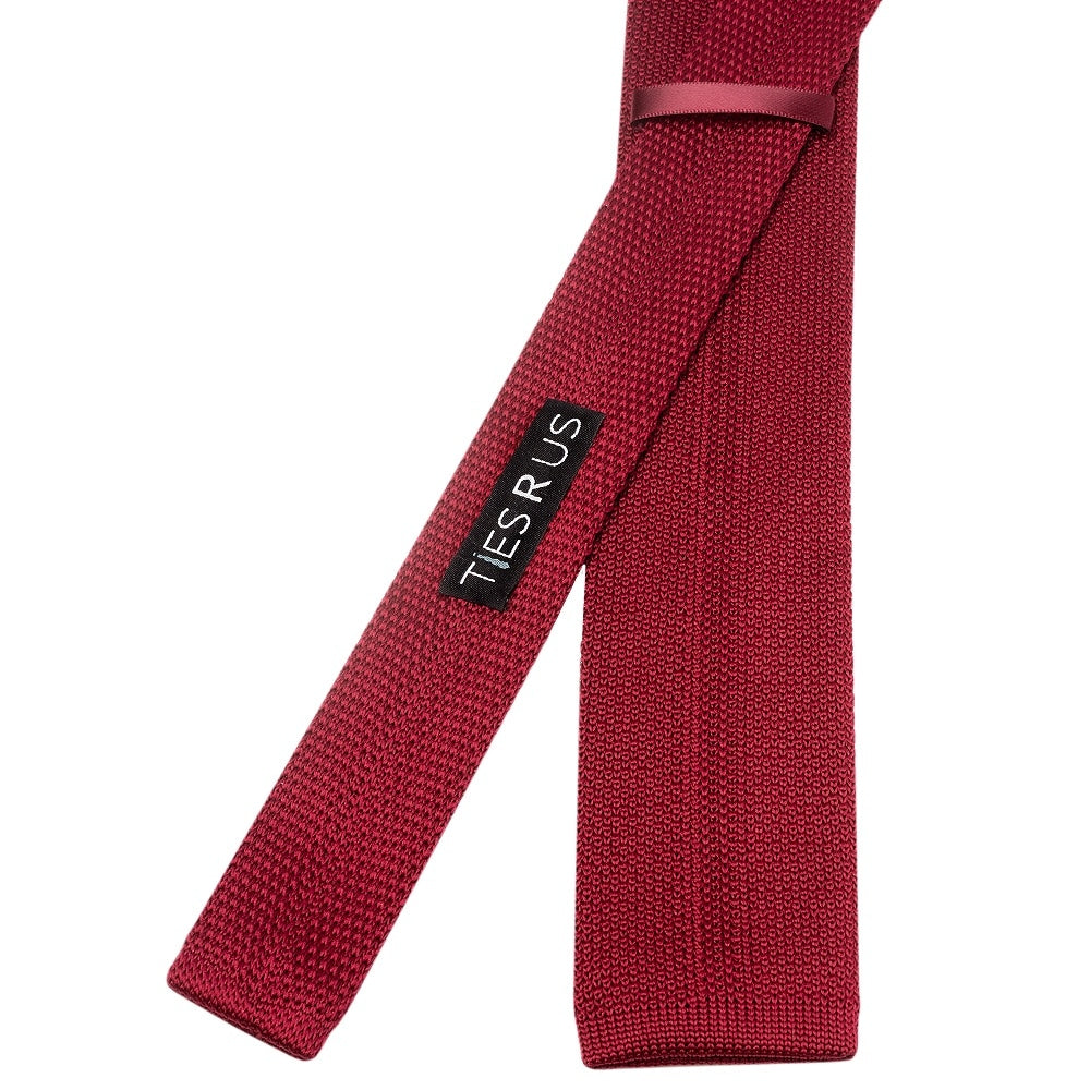 Red Wine Knitted Skinny Mens Tie 3