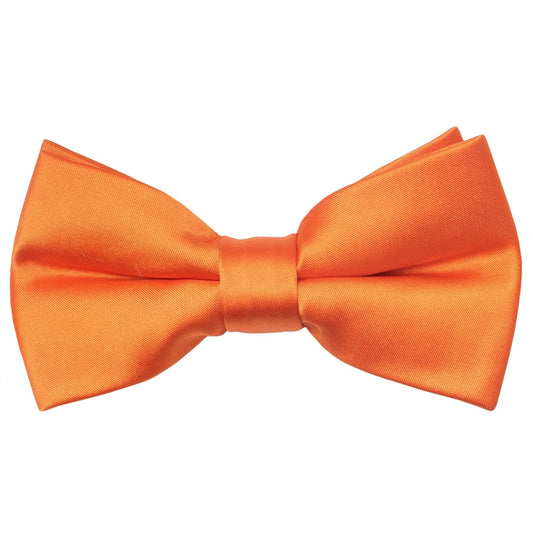 Pre Tied Orange Satin Boys Bow Tie And Pocket Square Set 2