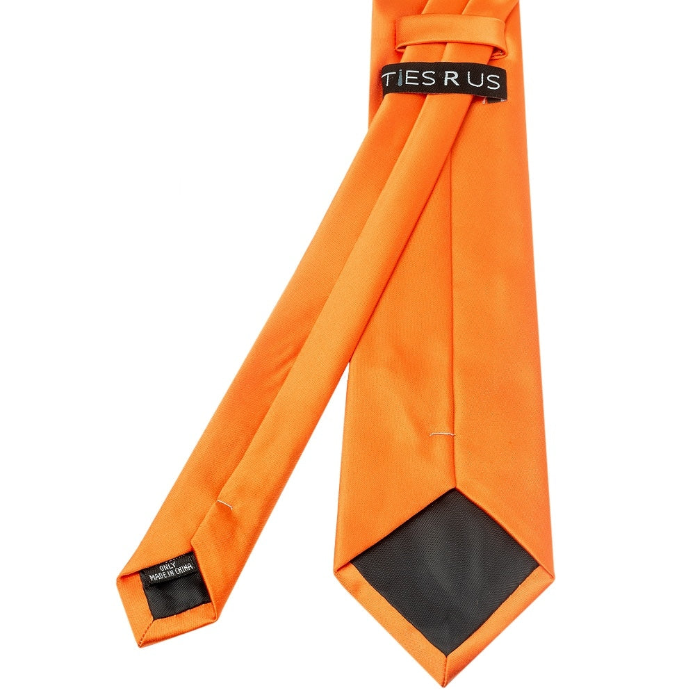 Plain Orange Satin Classic Mens Tie 4