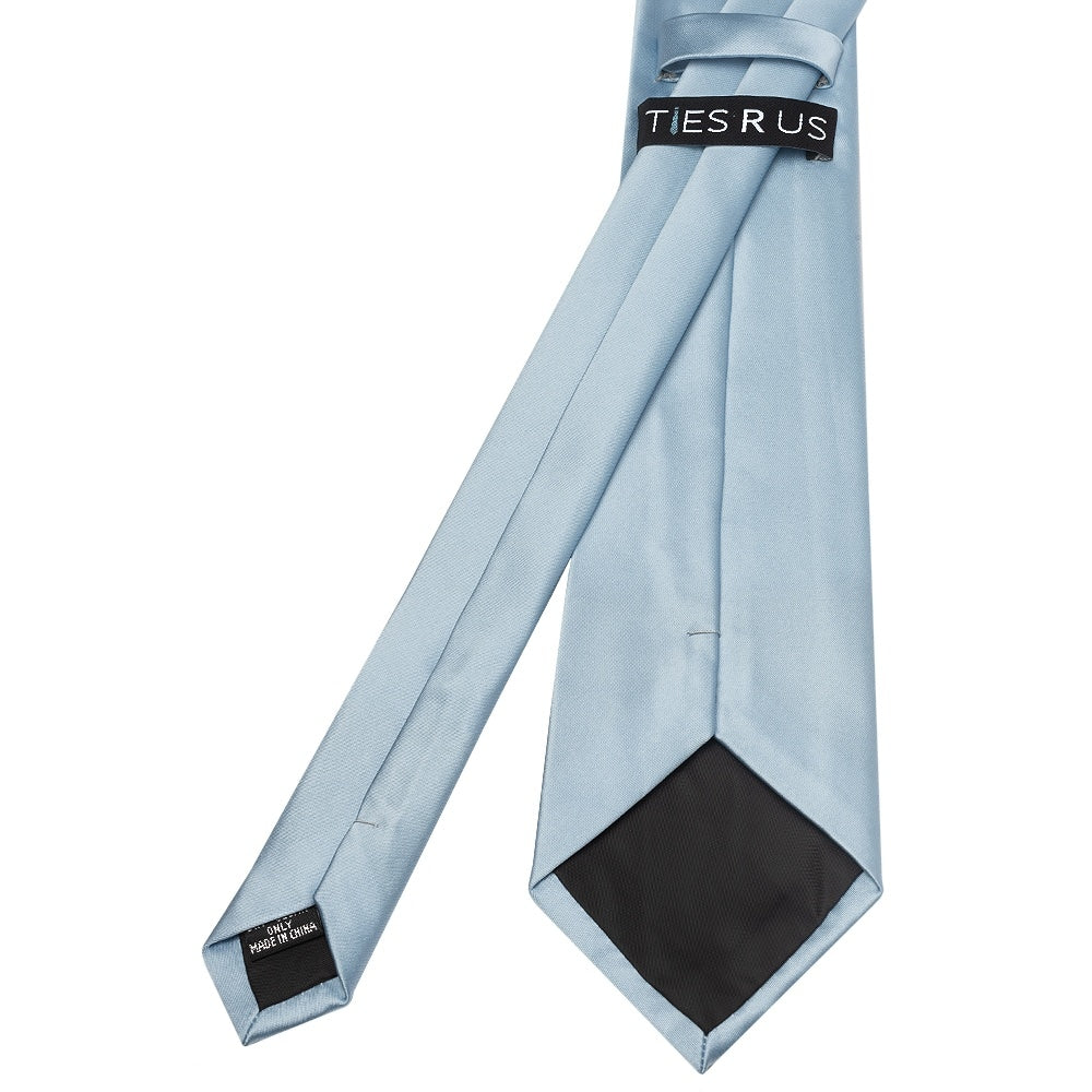 Plain Light Blue Satin Classic Mens Tie 4