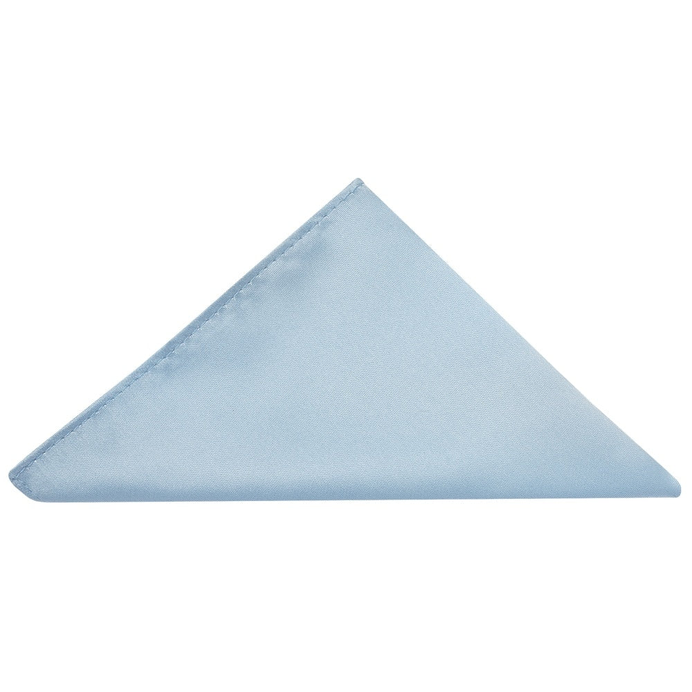 Plain Light Blue Skinny Mens Tie And Pocket Square Set 5