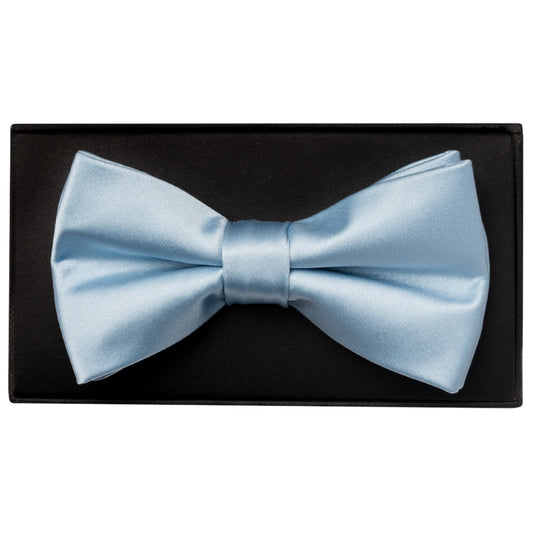 Plain Light Blue Hand Made Mens Bow Tie And Pocket Square Set 2