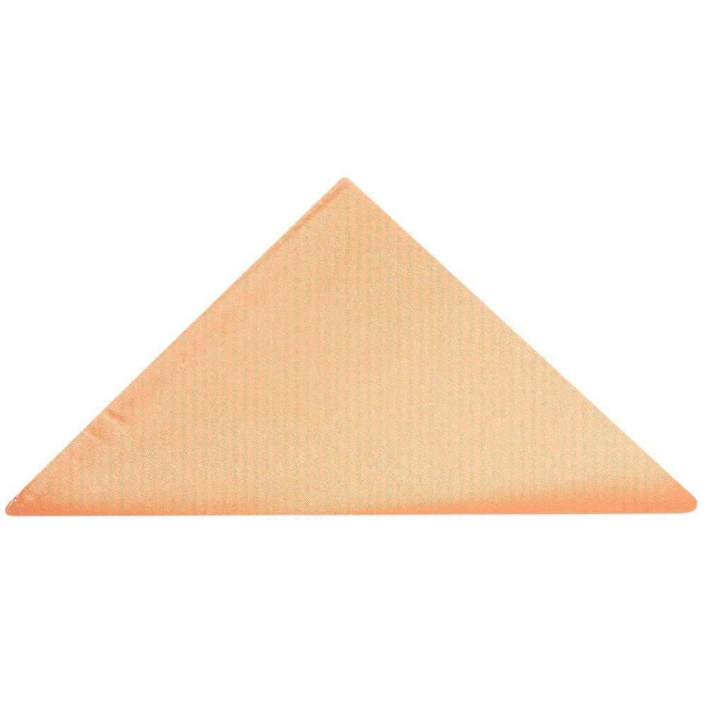 Plain Peach Satin Silk Skinny Mens Tie and Pocket Square Set