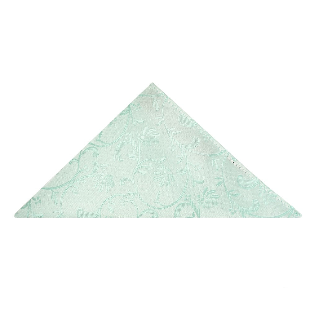 Mint Green Floral Classic Mens Tie And Pocket Square Set 5