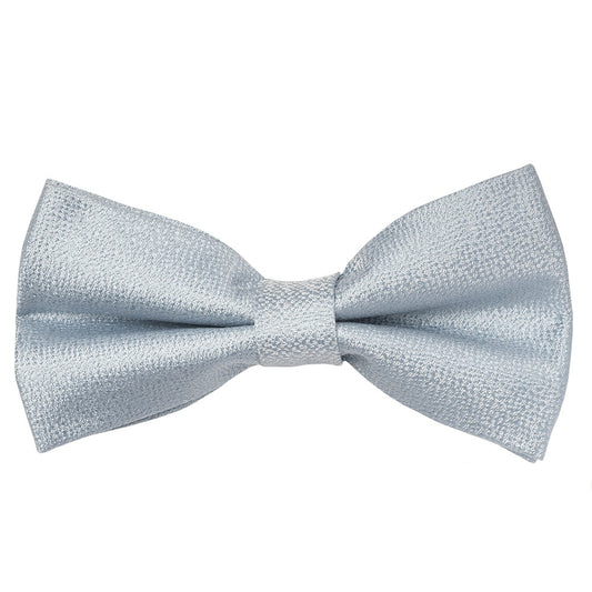 Pre Tied Light Blue Textured Silk Boys Bow Tie And Pocket Square Set 2