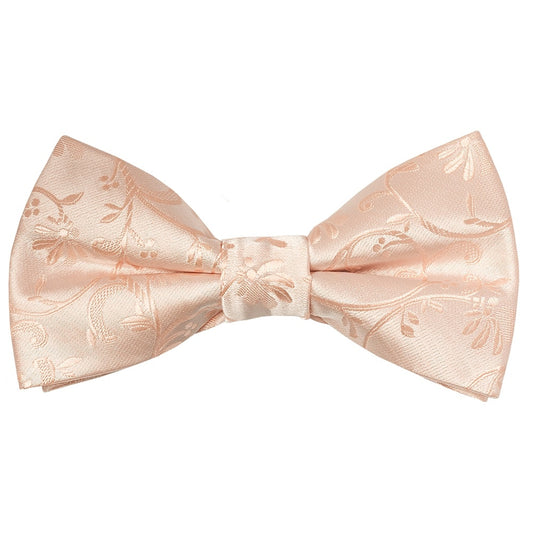 Pre Tied Light Peach Floral Boys Bow Tie And Pocket Square Set 2