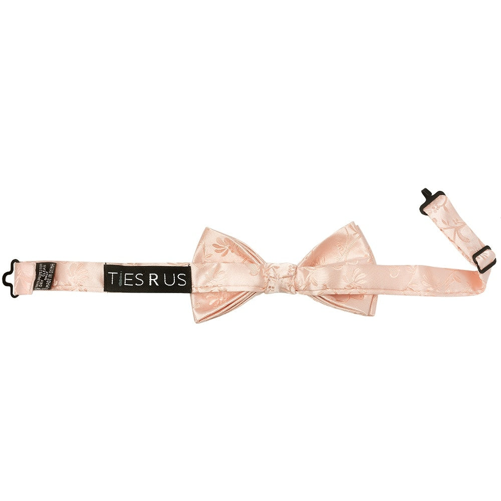 Pre Tied Light Peach Floral Boys Bow Tie Age 8-11