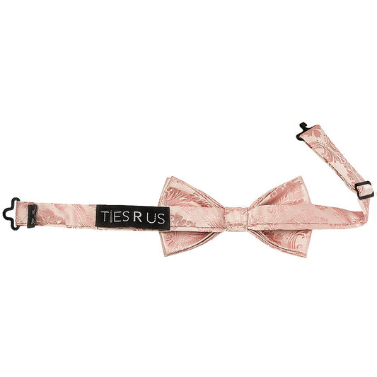 Pre Tied Rose Gold Paisley Boys Bow Tie Age 8 11 2